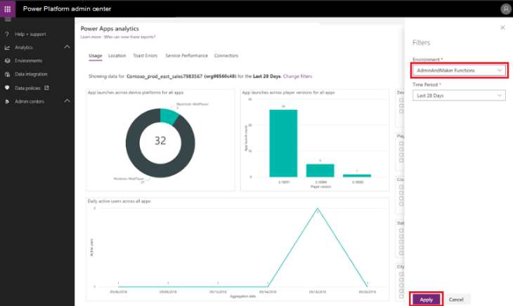 powerapps-analytics-change-environments